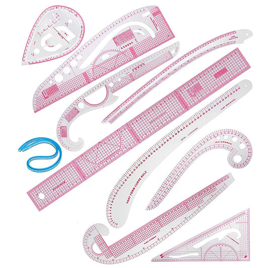 SYGA Sewing Ruler, Flexible Multi-Function Curve Ruler for Manual Cutting Garment Sewing Dressmaking Tools for Pattern Making for Tailors, Set of 10 Pieces
