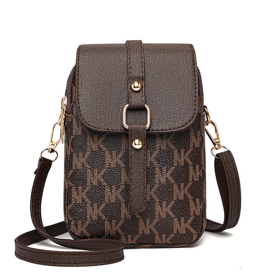 SYGA Women's Small Square Bag Letter Versatile Shoulder Bag Western Style Crossbody Mini Mobile Phone Bag(Brown)