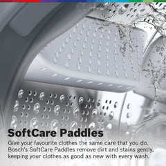 Bosch 9kg 5 Star Anti Stain & AI Active Water Plus Fully Automatic Front Load Washing Machine with Built in Heater (WGA1420TIN, Pretreatment & Steam with Anti Bacteria and 5 Star Inverter, Black Grey)