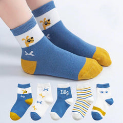 MOMISY 5 Pairs Baby Girl Boys Tube ankle Socks for Baby Girl BoysToddlers Infant kids (Greedy Dog, 1 year to 3year)-Bamboo