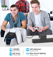 OIVO PS5 Charging Station, 2H Fast PS5 Controller Charger for Playstation 5 Dualsense Controller, Upgrade PS5 Charging Dock with 2 Types of Cable, PS5 Charger for Dual PS5 Controller