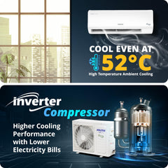 Voltas 183V Vectra CAW 1.5 ton 3 star inverter Split AC|4-IN-1 Adjustable mode|Energy Efficient|High ambient Cooling-cools even at 52°C|Anti dust filter with Anti-microbial coating|Copper Coil| White