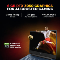 HP Smartchoice Victus, AMD Ryzen 5 8645HS, 6GB RTX 3050, 31 Tops, 16GB DDR5(Upgradeable) 512GB SSD, 144Hz, 300nits, FHD, 15.6"/39.6cm, Win11, M365* Office24, Blue, 2.3kg, fb3009AX, AI Gaming Laptop