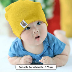 SYGA Unisex Cotton Cap Knitted Baby Cap Piece PlainCap_Black_S 6M - 5YEARS