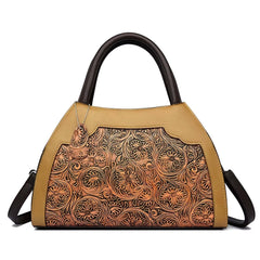 SYGA Women Vintage Embossed Tote Handbag – Elegant Pillow-Shaped Shoulder Bag with Zipper Closure