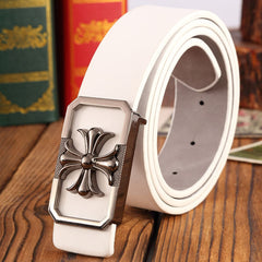 SYGA Men's Leather Belt Stylist Belt Casual Pants Belt Double 7 Number Buckle Belt Men (Black)