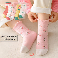 MOMISY 5 Pairs Baby kids Girl Boys Toddlers InfantmCotton Stretch Baby Socks (IN, Age, 1 Year, 3 Years, Pink Flower)