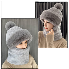 SYGABalaclava Face Cover for Women Winter Cap Comfortable Scarf Mask Ear Neck Protection (Above 15 Year) Grey