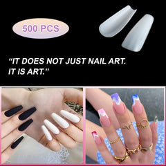 SYGA Tshape False Nails and Glue Bottle Professional Brush On Nail Tip Glue for Press On Nails Fake Nails Long Lasting Press On Nails for Women and Girls- Transparent, 500 pieces