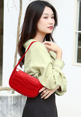SYGA Women's Red Handbags Crocodile Pattern Bag Ladies Shoulder Bag