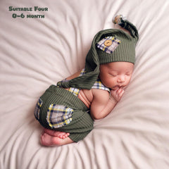 MOMISY Newborn Baby Photography Prop Outfits Solid Suspender with Cap Photo Shoot Costume for 0-6 Months (Green, 0-6 Month)