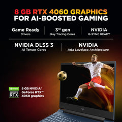 HP Victus, AMD Ryzen 9-8945HS, 8GB RTX 4060, 16GB RAM (Upgradeable) 1TB SSD, 144Hz, 300nits, IPS, FHD, 15.6"/39.6cm, Win11, M365* Office 24, Blue, 2.29Kg, Backlit, fb3025AX, AI Gaming Laptop