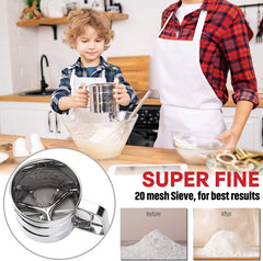 SYGA Baking Stainless Steel Shaker Sieve Cup Manual Flour Sifter with Measuring Scale Mark for Flour Icing Sugar