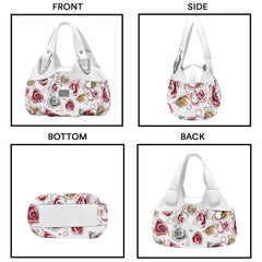 SYGA Women's Printed PU Leather Hobo Bag, Multiple Colors and Patterns, Crossbody Shoulder(WHITE ROSE FLOWER)
