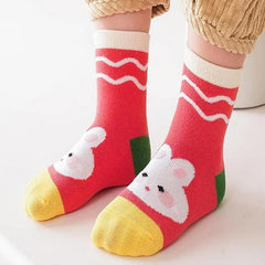MOMISY 5 Pairs Girl Boys Tube Socks Toddlers Infant Solid Color Boat Spring and Autumn Socks Stretch Baby kids Sock (Lovable, 1 Year to 3 Year)