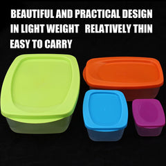 SYGA Ractangle Shape Food Storage Container Set with Multi Colored Lids,BPA-Free Plastic 4 Container