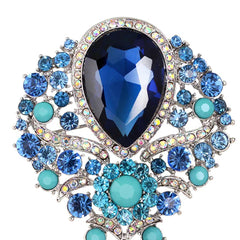 SYGA Brooch Pin Fashion Crystal Rhinestone Jewellery Pin Vintage Clothing Accessories Decoration Glass Pendant Blue Brooches For Women- S245