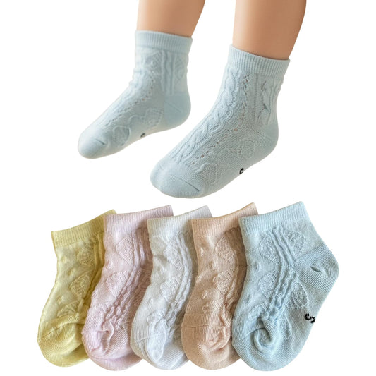 MOMISY 5 Pairs Baby kids Girl Boys Toddlers Infant Ankle Stretch Tube Socks-Leaves-0 to 1 Year
