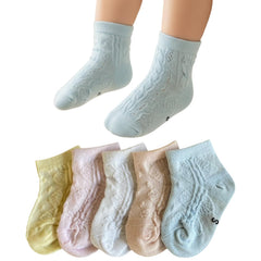 MOMISY 5 Pairs Baby Girl Boys Toddlers Infant Ankle Stretch Tube Socks-Leaves-1 to 3 Years