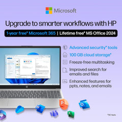 HP 15, Intel Core i3-1315U-13th Gen Laptop (8GB DDR4 Ram,512GB SSD) Anti-Glare, Micro-Edge,15.6''/39.6CMs FHD, Win11,M365 Basic(1yr),Office Home24, Silver,1.59kg, FHD fd0569TU
