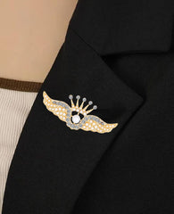 SYGA Brooch Pin Fashion Crystal Rhinestone Jewellery Pin Vintage Clothing Accessories Decoration Angel Wings Crown Style Brooches For Men's And Women- S258