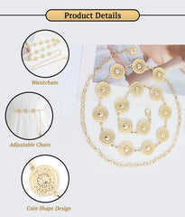 SYGA Adjustable Waist Chain For Women's Metal Chain With Dress Sweater Decorative Waist Chain(Gold)
