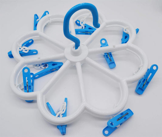 SYGA Plastic Household Round 10 Clips Socks Underware Clothes Drying Rack Hanger(Blue)