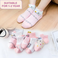 MOMISY 5 Pairs Baby kids Girl Boys Toddlers InfantmCotton Stretch Baby Socks (IN, Age, 12 Months, 24 Months, Mix Animal)