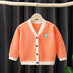 MOMISY Cotton Blend Baby Boy & Girls Sweater Jacket Front Open Cardigan (6 to 12 Months, Orange)