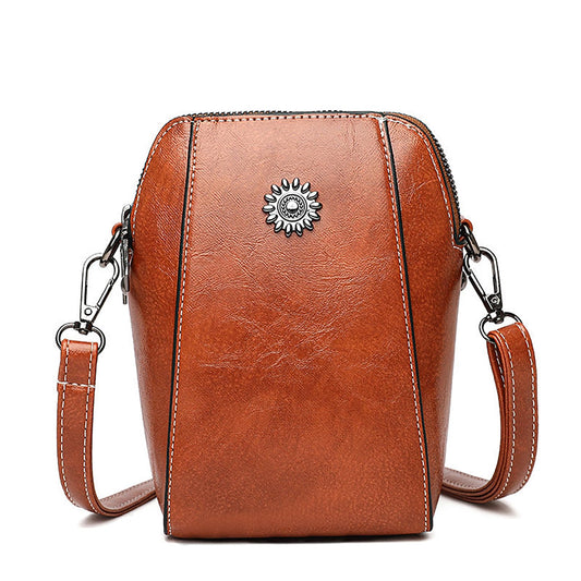 SYGA Women's Soft Leather Crossbody Mini Small Bag Fashion Vertical Style Small Mobile Phone Bag(Yellow)