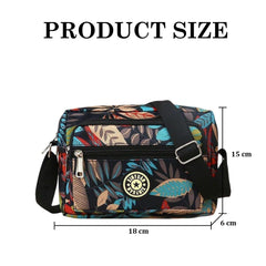 MOMISY Women Mobile Cellphone Messenger Bag Ladies Nylon Shoulder Cross Body Long Strap For College, Outing, Travelling, Work (Small, Leaves), Multicolor