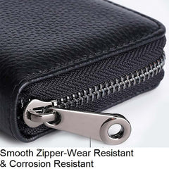 MOMISY PU Leather Credit Debit Card Holder Wallet Card RFID Blocking Secure Card Case ID Case Organizer Holder Zipper Wallet Coin Purse for Men & Women (Black)