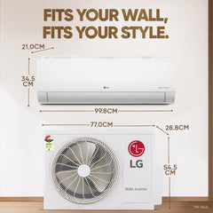 LG 1.5 Ton 3 Star Hot & Cold, DUAL Inverter Split AC (Copper, Convertible 5-in-1, VIRAAT Mode, 4 Way Swing, HD Filter with Anti-Virus Protection, US-H19VNXE, White)