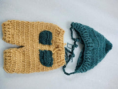 MOMISY Newborn Photography Prop Set, Crochet Cap and Pants, Handmade Costume (KhakiGrey)