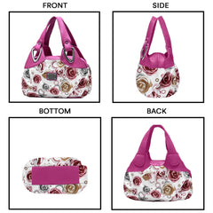 SYGA Women's Printed PU Leather Hobo Bag, Multiple Colors and Patterns, Crossbody Shoulder(ROSE RED ROSE)