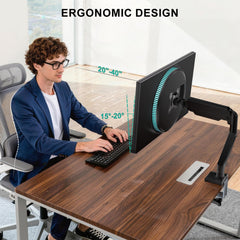 WALI Single Monitor Mount, Gas Spring Monitor Arm for 17-34 inch Screens, Adjustable Computer Monitors Stand up to 26.4lbs, with Clamp and Grommet Base, Mounting Holes 75 and 100mm (GSMP001N), Black