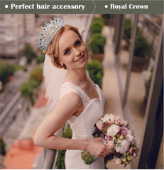 SYGA Crown Tiaras Princess Antique Bronze Crystal Rhinestone Bride Diamond Women Headband Wedding Jewelry Hair Accessories - White Diamond (Silver)