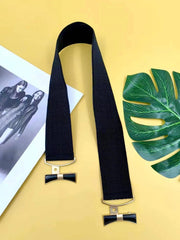 SYGA Women's Inter Rings Golden Buckle Stretchy Leather PU Cinch Belt, Black (Pack of 1)