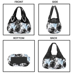 SYGA Women's Printed PU Leather Hobo Bag, Multiple Colors and Patterns, Crossbody Shoulder(BLACK FANTASY BLUE FLOWER)