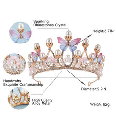 SYGA Girls Crystal Tiara Crown Women Flower Butterfly Princess Headband Gift for Wedding Prom Birthday Party Pageant Christmas Hair Accessories Costume Party Gift Present for 8-16 Years Teens Jewelery
