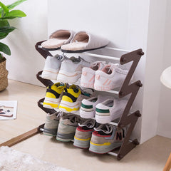SYGA Multipurpose Z-Shaped Shoes Storage Rack Shelf Shoes Organization Shelf Save Space Shoe Storage Holders for Home Bedroom Living Room (4 Layer, Black, Plastic)