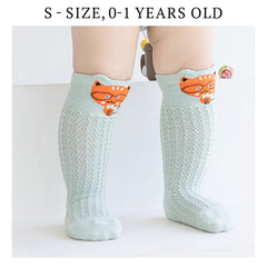 SYGA Baby Socks Boneless Over-The-Knee Thigh Socks Anti-Mosquito Long-Leg Walking Knitted Socks Suitable For 0-1 Years Old (White Elephant, Size S)