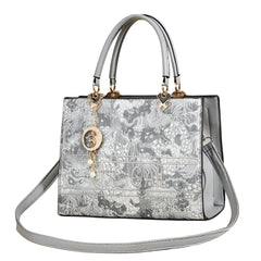 SYGA Elegant Floral Embossed Handbag for Women Tote with Gold Accents