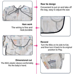 SYGA Baby Bibs with Sleeves Waterproof Feeding Dribble Bibs Painting Apron Bibs Adjustable Closure with Large Pocket for Infant Toddler 1 to 3 Years Old- Blue Little Prince