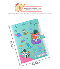 SYGA Cartoon Astronaut 6-Gate File Folder for A4 Student Exam Paper Organizing and Storage(Cyan)