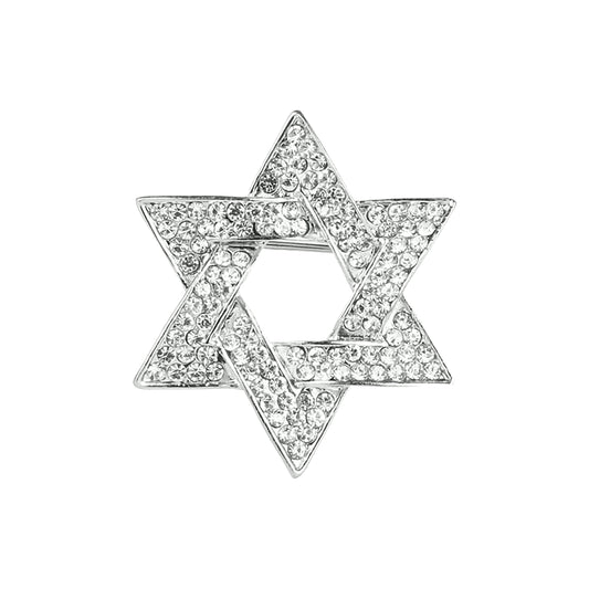 SYGA Brooch Pin Fashion Crystal Rhinestone Jewellery Pin Vintage Clothing Accessories Decoration Diamond-Filled Six-Pointed Star Silver Brooches For Men's - S91