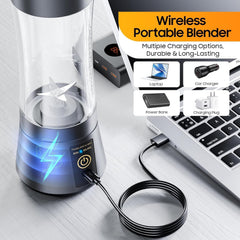 ROMINO USB Rechargeable Blenders for Smoothies and Juices, Juicer Mixer Grinder Mini Portable Juicer Blender, Portable Blender, Personal Size Mini Juice Mixer, Electric Fruit Juicer Machine,;,