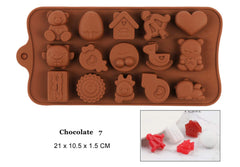 SYGA 15-Cavity Cute Cartoon Shap Chocolate Silicon Mould Candy Mould (Colour May Vary)