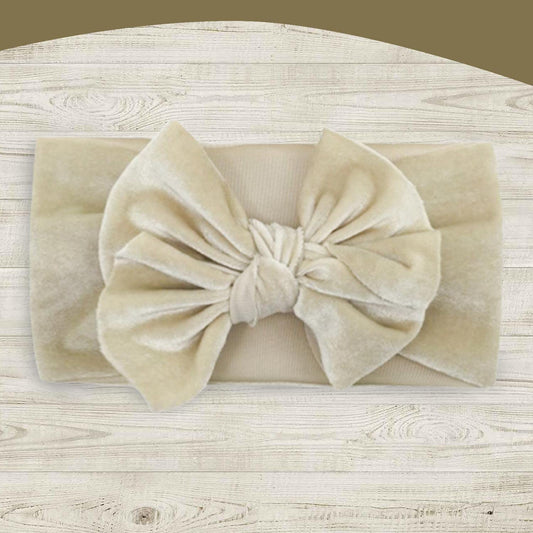 SYGA Baby Headbands Soft Velvet Bow Strechable Hairbands Newborn Infant Toddlers Kids 0-3 Years (Cream)