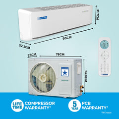 Blue Star 1.5 Ton 5 Star, Wi-Fi Smart Inverter Split AC (Copper, Convertible 5 in 1 Cooling, AI Pro, DigiQ Hepta Sensors, 4 Way Swing, IC518ZNURS, White)